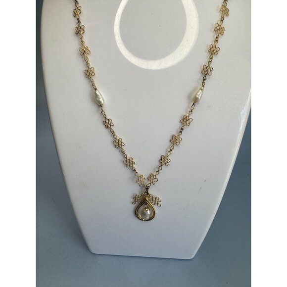 Franklin Mint 22K GEP Sterling Silver Necklace with Baroque Cultured Pearls 17" - Picture 7 of 8